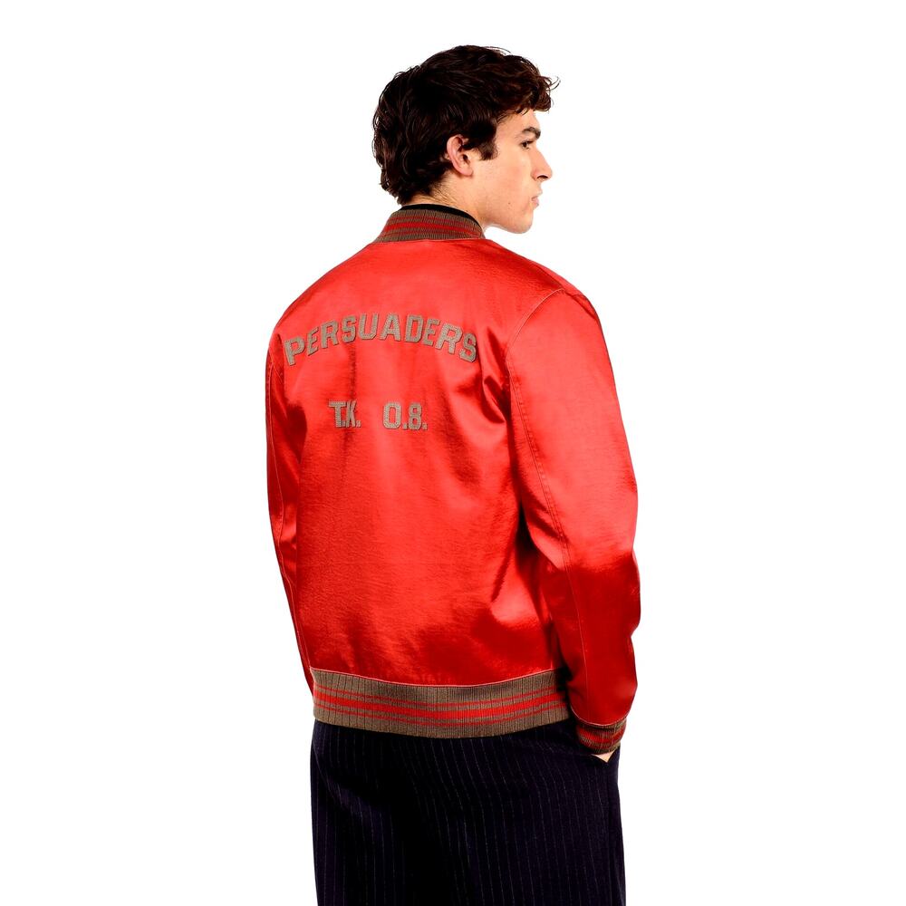 Vintage The Kooples Men's Satin Bomber Jacket Long Sleeve Size Small Nwt